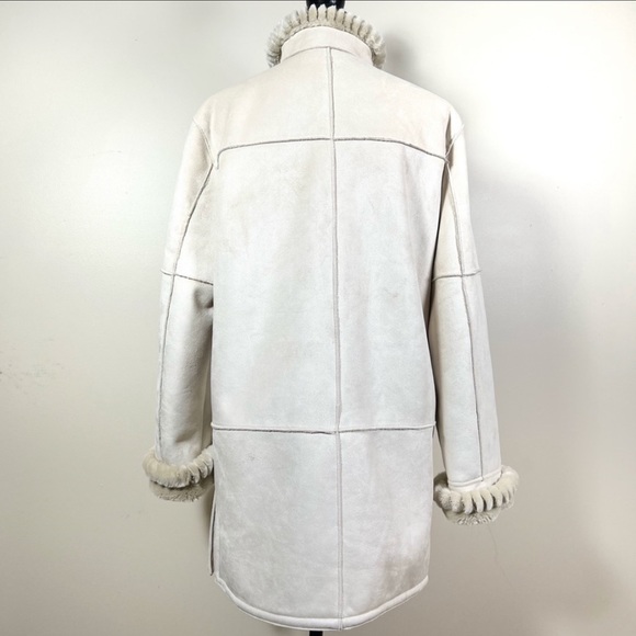 Faux Suede Ranch Sherpa Teddy style coat Faux Fur Lining Size M/L Liz Claiborne - Picture 3 of 15